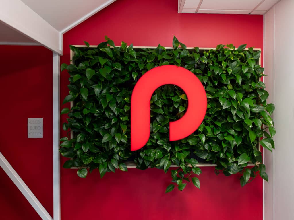 Progressive 7 office logo wall